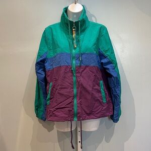 Ashley by 26 International Windbreaker Jacket in Teal, Purple & Blue Large